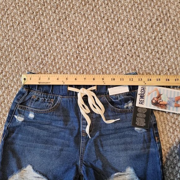 REWASH Juniors Denim Jogger Shorts Blue Size Small - Picture 7 of 12